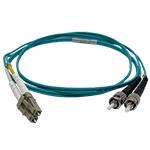 LC to ST Plenum Rated Multimode 10-GIG OM3 50/125 Premium Custom Duplex Fiber Optic Patch Cable with Corning® Glass - Made in the USA by QuickTreX®