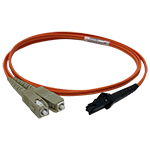 MTRJ to SC Plenum Rated Multimode OM2 50/125 Premium Custom Duplex Fiber Optic Patch Cable with Corning® Glass - Made in the USA by QuickTreX®