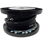 24 Strand Indoor/Outdoor Plenum Rated Ultra Thin Micro Armored Singlemode Custom Pre-Terminated Fiber Optic Cable Assembly with Corning® Glass - Made in the USA by QuickTreX®