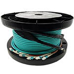 96 Strand Indoor Plenum Rated Ultra Thin Micro Armored Multimode 10-GIG OM3 50/125 Custom Pre-Terminated Fiber Optic Cable Assembly with Corning® Glass - Made in the USA by QuickTreX®