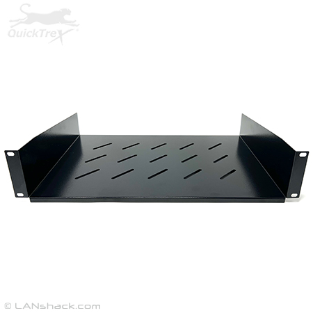 QuickTreX 2U Vented Universal Cantilever Network Rack Equipment Shelf - 19 Inch Wide and 12 Inch Depth