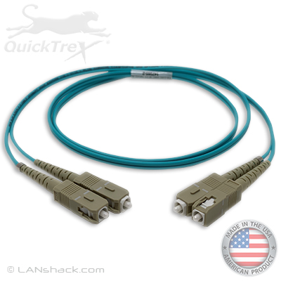 SC to SC Plenum Rated Multimode 10/40/100 GIG OM4 50/125 Premium Custom Duplex Fiber Optic Patch Cable with Corning® Glass - Made in the USA by QuickTreX®