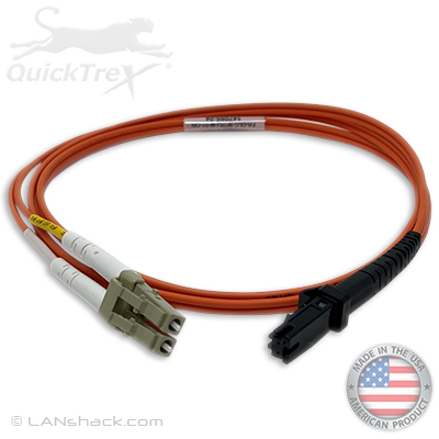 LC to MTRJ Plenum Rated Multimode OM2 50/125 Premium Custom Duplex Fiber Optic Patch Cable with Corning® Glass - Made in the USA by QuickTreX®