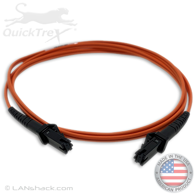 MTRJ to MTRJ Plenum Rated Multimode OM1 62.5/125 Premium Custom Duplex Fiber Optic Patch Cable with Corning® Glass - Made in the USA by QuickTreX®