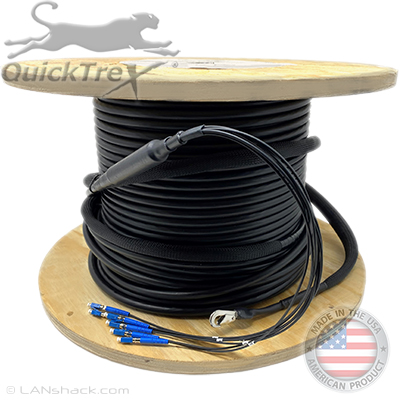 1 Strand Corning ALTOS Outdoor (OSP) Loose Tube Singlemode Custom Pre-Terminated Fiber Optic Cable Assembly with Corning® Glass - Made in the USA by QuickTreX®