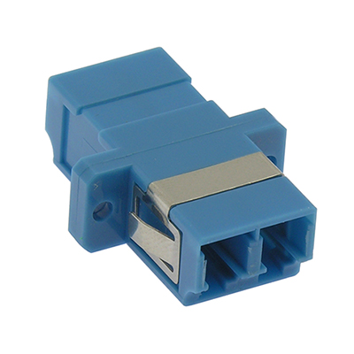 LC UPC Duplex Singlemode Fiber Optic Coupler with Flange - Blue