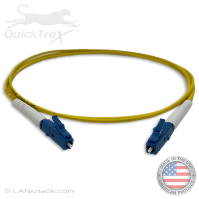 LC to LC Plenum Rated Singemode 9/125 Premium Custom Simplex Fiber Optic Patch Cable with Corning® Glass - Made in the USA by QuickTreX®