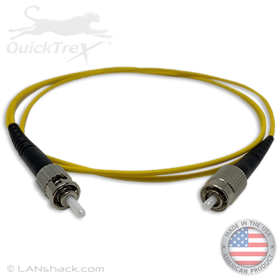 ST to FC Plenum Rated Singemode 9/125 Premium Custom Simplex Fiber Optic Patch Cable with Corning® Glass - Made in the USA by QuickTreX®