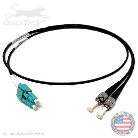 Custom Armored Outdoor (OSP) Multimode 10-GIG OM3 50/125 Premium Duplex Fiber Optic Patch Cable with Corning® Glass - Made in the USA by QuickTreX®