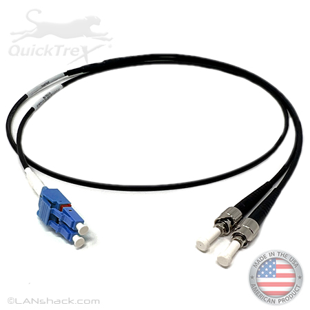 Custom Armored Outdoor (OSP) Singlemode 9/125 Premium Duplex Fiber Optic Patch Cable with Corning® Glass - Made in the USA by QuickTreX®