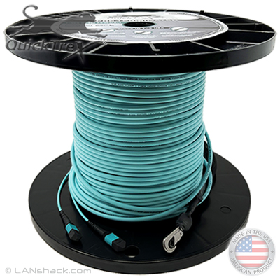 48 Fiber MTP (4 x 12) Indoor/Outdoor Multimode 10/40/100 GIG OM4 50/125 Custom Fiber Optic MTP Trunk Cable Assembly - Made in USA by QuickTreX® with Genuine US Conec® Connectors and Corning® Glass