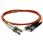 LC to ST Plenum Rated Multimode OM1 62.5/125 Premium Custom Duplex Fiber Optic Patch Cable with Corning® Glass - Made in the USA by QuickTreX®