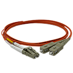 LC to SC Plenum Rated Multimode OM2 50/125 Premium Custom Duplex Fiber Optic Patch Cable with Corning® Glass - Made in the USA by QuickTreX®