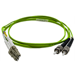 LC to ST Plenum Rated Multimode 10/40/100/400 GIG OM5 50/125 Premium Custom Duplex Fiber Optic Patch Cable with Corning® Glass - Made in the USA by QuickTreX®