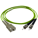 SC to ST Plenum Rated Multimode 10/40/100/400 GIG OM5 50/125 Premium Custom Duplex Fiber Optic Patch Cable with Corning® Glass - Made in the USA by QuickTreX®