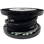 8 Strand Outdoor (OSP) Direct Burial Rated Ultra Thin Micro Armored Multimode 10/40/100 GIG OM4 50/125 Custom Pre-Terminated Fiber Optic Cable Assembly with Corning® Glass - Made in the USA by QuickTreX®