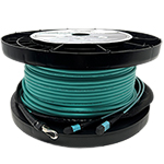 96 Fiber MTP (8 x 12) Indoor Plenum Rated Ultra Thin Micro Armored Multimode 10/40/100 GIG OM4 50/125 Custom Fiber Optic MTP Trunk Cable Assembly - Made in USA by QuickTreX® with Genuine US Conec® Connectors and Corning® Glass