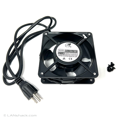 High Quality Universal Network / Server Cabinet Cooling Fan with Cast Aluminum Body and 4.5 Foot Power Cord - AC 110V , UL and CE Certified, Impedance Protected - 4.75 x 4.75 x 1.5 Inches, 10-32 Tapped Mounting Holes