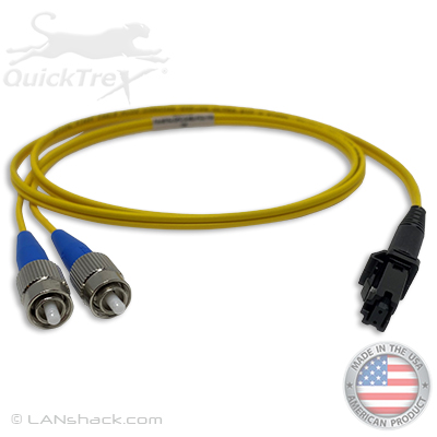 MTRJ to FC Plenum Rated Singemode 9/125 Premium Custom Duplex Fiber Optic Patch Cable with Corning® Glass - Made in the USA by QuickTreX®