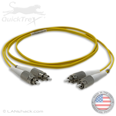 FC to FC Plenum Rated Singemode 9/125 Premium Custom Duplex Fiber Optic Patch Cable with Corning® Glass - Made in the USA by QuickTreX®