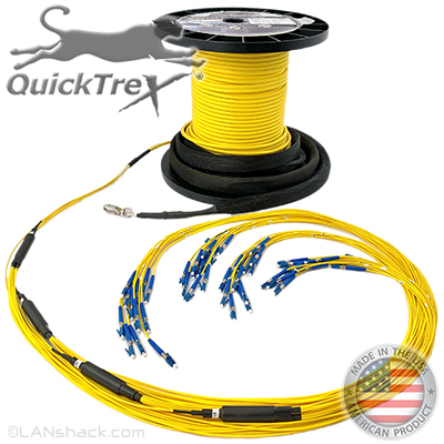 36 Strand Indoor Plenum Rated Singlemode Pre-Terminated Fiber Optic Micro-Distribution Cable Assembly with Corning® Glass - Made in the USA by QuickTreX®