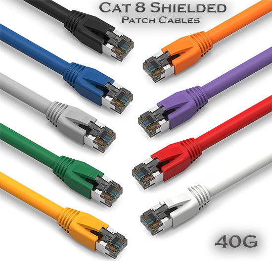 50Ft Cat.8 Shielded 2GHz 40G RJ45 Network LAN Ethernet S/FTP Lot Cable Blue 1Ft 