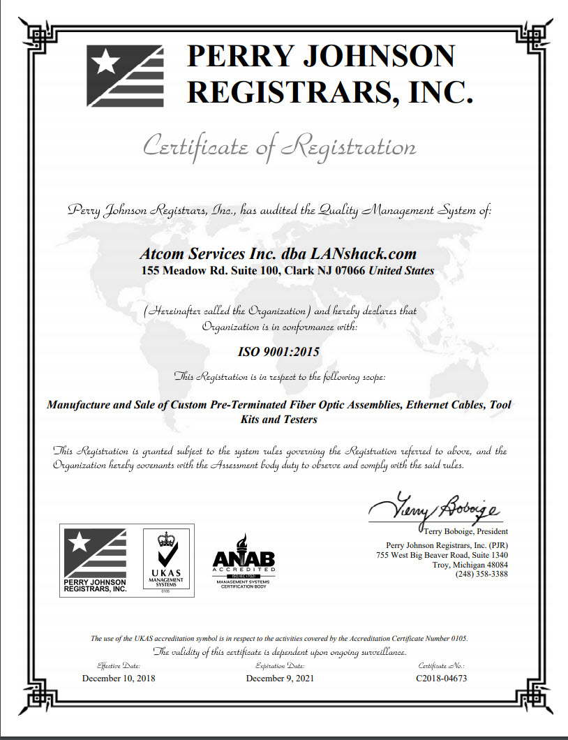 IS 9001 Certificate
