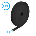 50 Ft Hook and Loop Strap Tape 0.8 Inch Wide Adjustable Reusable Cut to Length Black Roll