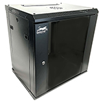 QuickTreX&reg; Fixed Wall Mount 12U Network / Server Cabinet with Strengthened Glass Door - 19 Inch Wide and 17 Inch Depth - 10-32 Tapped and M6 Cage Nut Rails