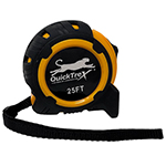 QuickTreX&reg; 25 FT Steel Tape Measure with Polished Steel and Rubber Casing, Easy to Read Markings, Auto Lock, Belt/Pocket Clip, and Ergonomic Rubber Grip