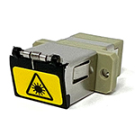 SC Simplex Multimode Multimode OM1 - 6.5/125 Fiber Optic Coupler with Flange and Hinged Spring-Loaded Dust Cover Door - Beige