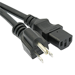 6 Ft Black Power Cord with NEMA 5-15P to IEC C-13 Connectors and 14/3 AWG Conductors (AC125V / 15A / 1875W) - RoHS Compliant and UL/CSA Approved