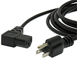 6 Ft Black Power Cord with NEMA 5-15P to IEC C-13 Connectors and 18/3 AWG Conductors (AC125V / 10A / 1250W) - Right Angle