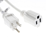 6 Ft White Power Extension Cord with 16/3 AWG Conductors  (AC125V / 13A / 1625W) - Outdoor rated - Flame retardant