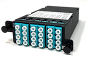 MPO 24 Fiber (1 X 24 MPO Male) to 24 LC (12 Duplex Adapters)  Multimode OM3 Super High Density (SHD) Cassette by QuickTreX