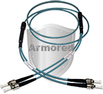 ST to ST Stainless Steel Armored Fiber Optic Patch Cable (Plenum Rated) 50/125 OM4 - 10/40/100 GIG Multimode - USA CustomLine by QuickTreX®