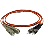 ST to SC Plenum Rated Multimode OM2 50/125 Premium Custom Duplex Fiber Optic Patch Cable with Corning® Glass - Made USA by QuickTreX®