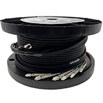 4 Strand Indoor/Outdoor Plenum Rated Ultra Thin Micro Armored Multimode 10/40/100 GIG OM5 50/125 Custom Pre-Terminated Fiber Optic Cable Assembly with Corning® Glass - Made in the USA by QuickTreX®