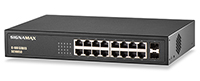 16 Port Gigabit PoE+ Unmanaged Network Switch with 2 Gigabit SFP Ports - 100 Series by Signamax