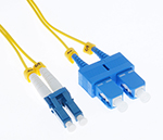 Stock 3 meter LC UPC to SC UPC Ultra Thin with Mini Boot Singlemode Duplex Patch Cable