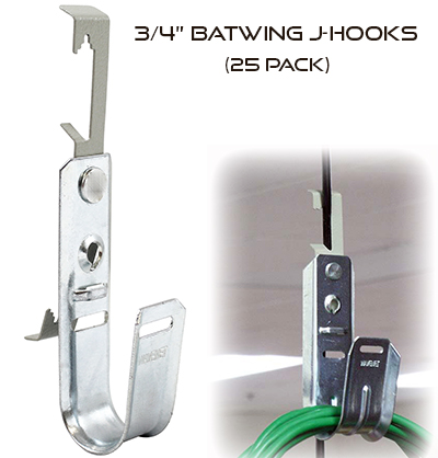 3/4 Universal Galvanized Steel Batwing J-Hooks For Cable Support