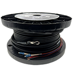 2 Strand Outdoor (OSP) Direct Burial Rated Ultra Thin Micro Armored Singlemode Pre-Terminated Hybrid Power + Fiber Optic Cable Assembly with Corning® Glass and 2 x 18 AWG Power Wires - Made in the USA by QuickTreX®