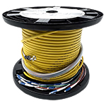 Stock 12 Strand Indoor/Outdoor Plenum Rated Singlemode Pre-Terminated Fiber Optic Cable Assembly with Corning® Glass, LC UPC Connectors, and Pulling Eyes - 500FT - Made in the USA by QuickTreX®