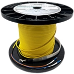 Stock 2 Strand Indoor/Outdoor Plenum Rated Singlemode Pre-Terminated Fiber Optic Cable Assembly with Corning® Glass, LC UPC Connectors, and Pulling Eyes - 500FT - Made in the USA by QuickTreX®