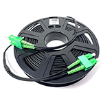 Stock 100 Ft Tactical Indoor/Outdoor Armored Singlemode 9/125 Duplex Fiber Optic Patch Cable w/ SC APC (Angle Polish) Connectors, Corning® Glass, Mini Cable Reel, and Ultra Flexible Jacket - Made in the USA by QuickTreX®