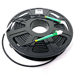 Stock 100 Ft Tactical Indoor/Outdoor Armored Singlemode 9/125 Simplex Fiber Optic Patch Cable w/ LC APC Connectors, Corning® Glass, Mini Cable Reel, and Ultra Flexible Jacket - Made in the USA by QuickTreX®