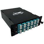 MPO 24 Fiber (2 X 12 MPO Male) to 24 LC (12 Duplex Adapters) Multimode OM4 50/125 Ultra High Density (UHD) Cassette by QuickTreX®