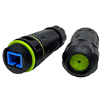 QuickTreX&reg; Premium Outdoor Harsh Environment Waterproof IP68 Rated and High Performance PA66 Thermoplastic In-Line Custom Fiber Optic Optic MM or SM - LC or SC Coupler - Compatible w/ 1 x 1.5 - 4.5 mm Cable OD