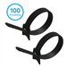 8 Inch Hook and Loop Cable Ties 1/2 Inch Wide Adjustable Reusable Nylon Wrap Straps Black 100 Pack