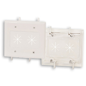2 Gang EZ Mount Flexible Feed-Through Cable Wall Plate